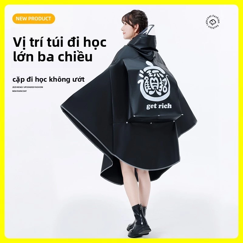 Áo mưa poncho chống thấm nước cho xe đạp và xe đạp điện, phiên bản Hàn Quốc trong suốt, phù hợp cho sinh viên sử dụng ngoài trời - PCH